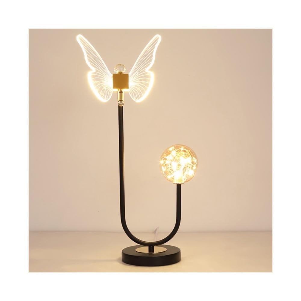 Kx9Lb8d Nightstand Lamps Butterfly Bedside Lamp Table Modern Elegant Living Room Bedroom 3 Way Dimmable Multi Colour(Black)