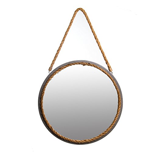 Patton Wall Decor 16 Inch Distressed Grey Round Rope Wall Mirror