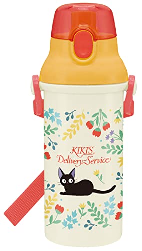 スケーター(Skater) 水筒 子供用 直飲み 480ml プラスチック ワンタッチ 食洗機対応 日本製 ジブリ 魔女の宅急便 ジジ ボタニカル 女の子 PSB5SANAG-A