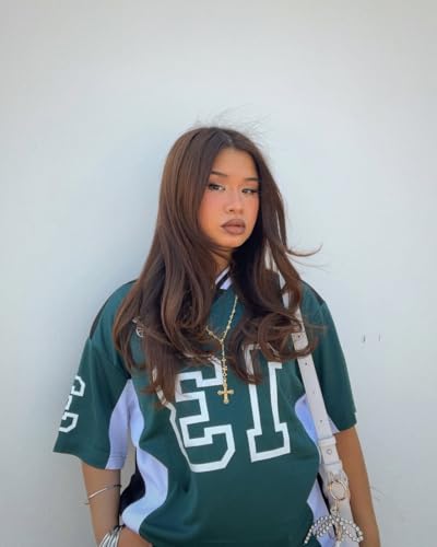 Aelfric Eden Jersey Shirts Color Blocking V-Neck Tee Oversized Vintage T Shirt Short Sleeve Casual Summer Tops