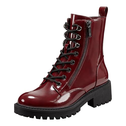 GUESS Locate Combat Boot für Damen, Dunkelrot 600, 40 EU