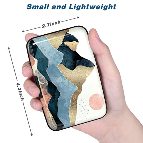 Image of Credit Card Holder, Mini Aluminum Card Wallet RFID Blocking Slim Metal Hard Card Case for Women Men, Watercolor Sunset