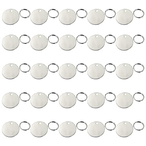 1.18 Inch 25Pcs Round Stainless Steel Stamping Blank Tags with Hole
