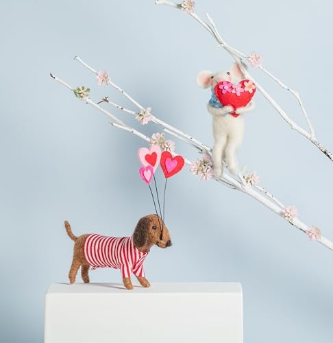 Abbott Collection Mouse Holding Valentine, 5-Inch, White, Red, Wool Felt image 5