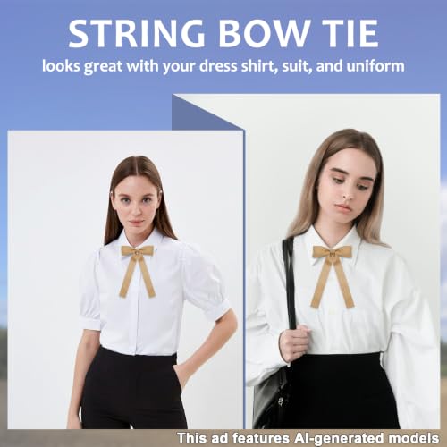 Image of LJBFNN Western Ties for Men Women, Black Clip on Ribbon Bow Tie, Pre-Tied Colonel String Tie for Party Shirt Uniform Wedding
