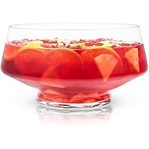 Viski Footed Glass Punch Bowl, Heavy Base Large Punch Bowl with Angled Design, Party Serveware for Cocktails & Functional Centerpiece, Clear, 2.5gal