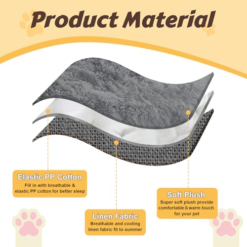 Faltbar Katzenbett & Decke - Plüschiges Katzensofa Welpenbett Haustier Matte, Weiches Haustierbett für Kätzchen & Kleine Hunde, Maschinenwaschbar Dunkelgrau – Bild 4