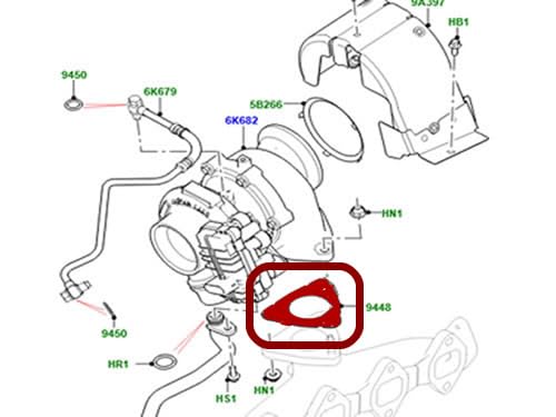 Turbocharger Gasket Compatible with Land Rover Discovery Sport Range Rover EVOQUE 12-18 19 Discovery Range Rover VELAR LR073723