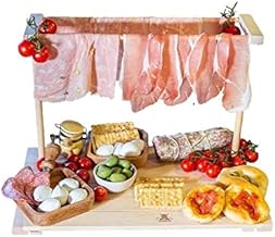 Tagliere per Aperitivo Appendi Prosciutto – Misura L – Legno di Faggio Naturale, 40x22,5x31 cm, Vassoio Aperitivi, Made in Italy