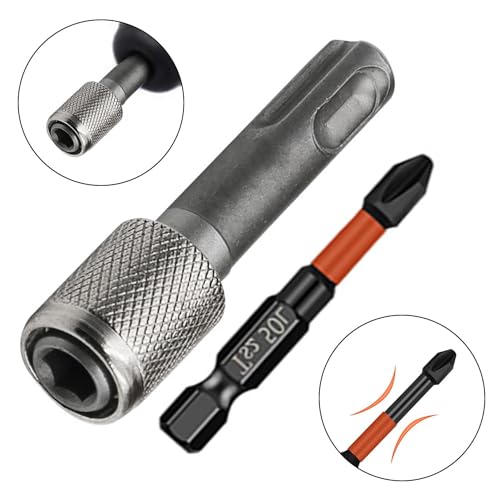 ANBOO Sechskantschaft SDS Bithalter, 2 Stück SDS Bit Adapter und 1 Kreuzbohrer (50 mm+70 mm), Stahl Adapter SDS Plus Bohrerhalter Konverter, Rundschaft zu Sechskant Schaft Adapt für Hammer Bits