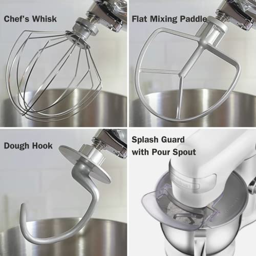 Cuisinart Stand Mixer, 12 Speeds, 5.5-Quart Mixing Bowl, Chef's Whisk, Flat Mixing Paddle, Dough Hook, And Splash Guard With Pour Spout, Silver Lining, Sm-50Bc #TOP3