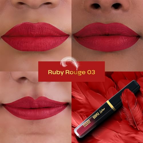 Image of FACESCANADA Comfy Matte Wow Liquid Lipstick Ruby Rouge 03 3.8ml | One Swipe Application | Highly Pigmented | Comfortable Wear | Glides Smoothly | Long Lasting | Transferproof