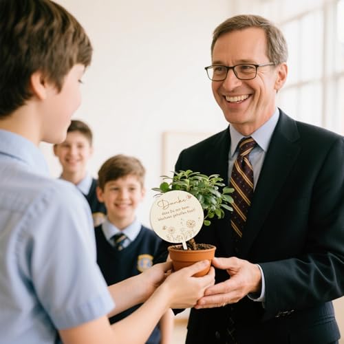 BOFUNX 4 Stücke Holz Blumenstecker Danke Dass Du Mir Beim Wachsen Geholfen Hast, Holzstecker Blumentopf Holzschild für Kita Kindergarten Abschiedsgeschenk Erzieherin Erzieher Danke Geschenk