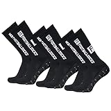 CalmGeek Fußballsocken Sportsocken Herren Drei Paare Grip Socken Fussball Größe Outdoor Sport Laufsocken Kompressionsstretch für Basketball Hockey Laufen Bergsteigen Marathons 3PACK (Schwarz+3PCS)