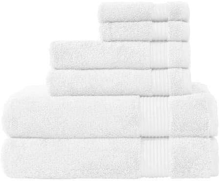 Classic Turkish Towels CTT - Juego de toallas de lujo de 6 piezas, hechas con 100% algodón turco, absorbentes y cómodas, incluye 2 toallas de baño,