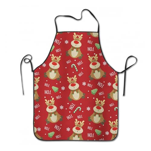 Granbey Chistmas Apron Holiday Kitchen Apron with 2 Pockets Christmas Elk Style Decoration Apron for Christmas Dinner Party Cooking Baking Crafting House Gift for Bakers Mom Dad Wife Husband