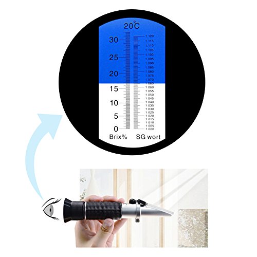 Refraktometer Bier Würze Refraktometer, Dual-Skala - SG 1,000â1,120 und Brix 0â32% für Bierwürze SG mit ATC Funktion – Bild 7