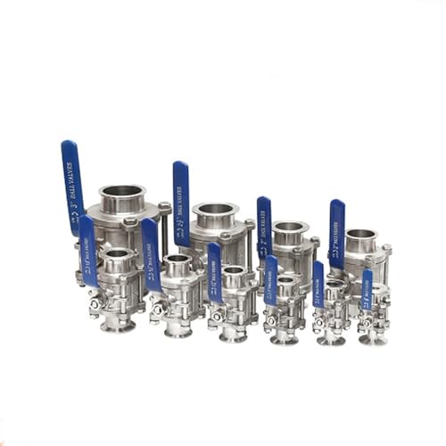 Válvula de bola de acero inoxidable SS304 de 1/2 pulgada con abrazadera de 3 piezas 3
