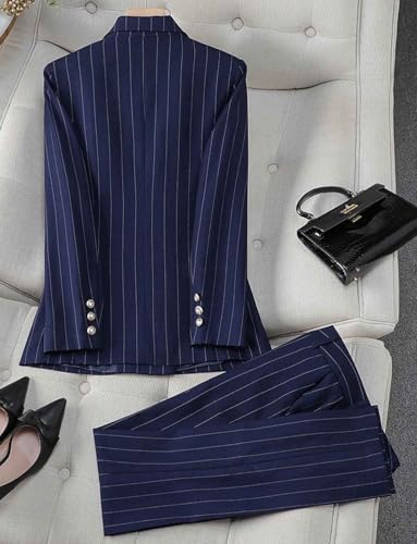 Ensemble complet tailleur pantalon rayé coupe ajustée bureau