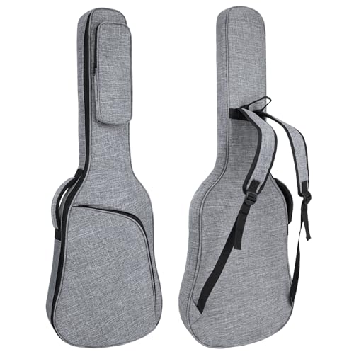 Image of 39 Inch Electric Guitar Bag Soft Guitar Case, 11 MM /0.4in Thick Padded Electric Guitar Gig Bag Guitar Backpack with Pockets, Grey