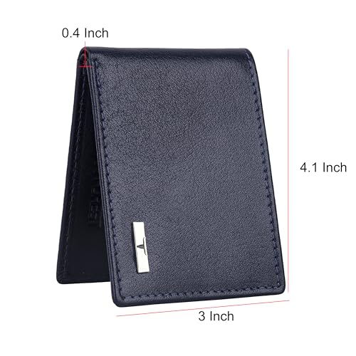 Image of URBAN FOREST Fred Aniline Blue Leather Wallet for Men