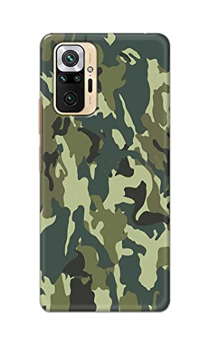 Image of Printed Hard Back Cover Case for Mi Redmi Note 10 Pro | Mi Redmi Note 10 Pro Max Back Cover (Green Army Camouflage) -1803