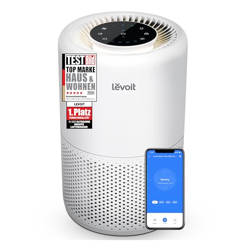 LEVOIT Luftreiniger 3-in-1 HEPA Filter, Luftfilter gegen Schimmel, Staub, Pollen & Gerüche, Air Purifier für Schlafzimmer, App Steuerung & Timer, Schlafmodus & Nachtlicht, Mattweiß