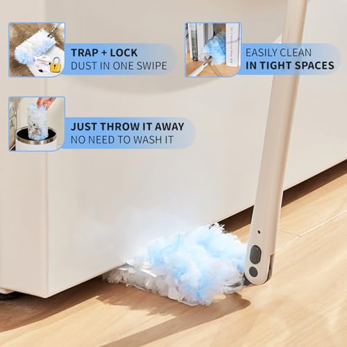 Image of [30-Count Duster Refills + 3ft Extendable Handle] Compatible with Swiffer Dusters, Heavy Duty Dusting Cleaning Kit for Ceiling Fans, Blinds, Shelves - Lightweight, 360 Microfiber Head, Easy Assembly