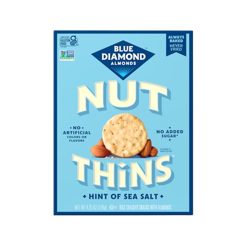Image of Blue Diamond Almonds Nut Thins Gluten Free Cracker Crisps, Hint of Sea Salt, 4.25 Oz (Pack of 12)