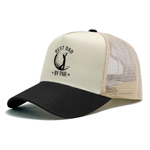 Image of Over Par and Under The Influence Golf Hat - Funny Golf Gag Gifts for Men & Dad | Adjustable Vintage Trucker Baseball Cap