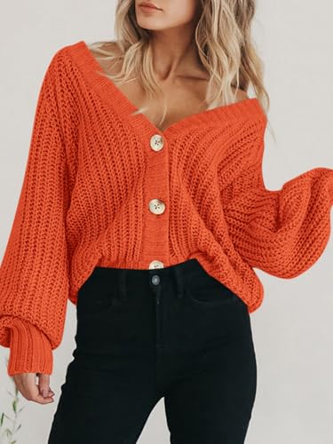 Image of PRETTYGARDEN Women's Chunky Knit Open Front Sweater Long Sleeve Button Loose Short Cardigan Outerwear Coats