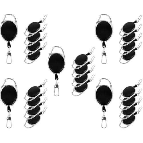 Porte-clés rétractable avec clip noir pour escalade et camping en plein air