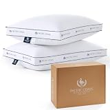 Pacific Coast Goose Feather and Down Firm Pillows King Size Set of 2, Bed Pillows for Side and Back Sleepers, Supportive Gusseted Hotel Collection Pillow with 100% Cotton Shell