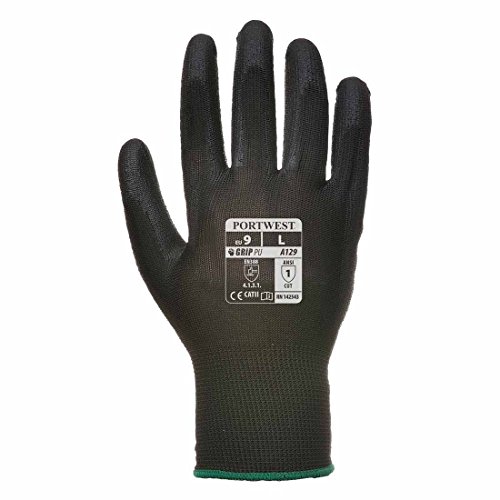 Portwest - PU Palm Glove (12 Pair Pack) - Black - X-Large