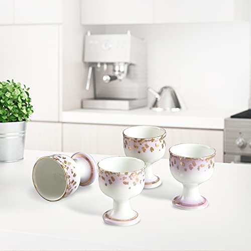 Image of Cinf Ceramic Egg Cup 4 Pack Porcelain Egg Holder Breakfast Boiled Egg Cooking Tools Stable and Easy to Clean Childhood Memories Table Decoration Kitchen Gifts