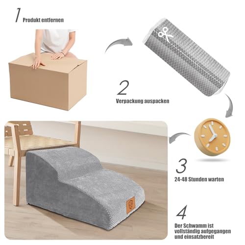 Myiosus Hundetreppe für Kleine Hunde, 2 Stufen Haustiertreppe, wasserdicht Hunde Treppen aus Schwamm, rutschfest Hunderampe für Sofa Bett, Hundetreppe mit Waschbar Bezug, Tragbar Katzentreppe