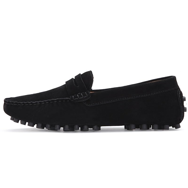 Mens Loafers Round Toe Nubuck Leather Penny Driving Loafers Flexible Anti-Slip Lightweight Walking Fashion Slip-on2