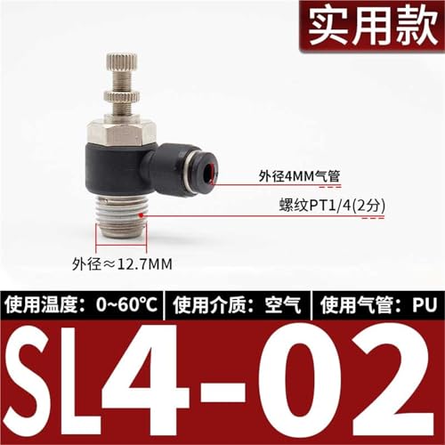 Cilindro M5-01 ajustable con conector rápido neumático SL4-02 y válvula de flujo 3
