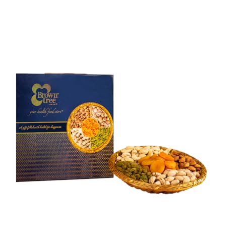 Image of Browntree WireMesh Basket-10 inch(5 in 1)-750g| Unique Dry Fruit Gift Hamper | Cashews, Almonds, Raisins, Pista, Apricot Seedless | Fresh & Healthy Dry Fruits and Nuts for Coworkers, Relatives, and Friends | Ideal gift box for all celebration | Corporate Giftbox