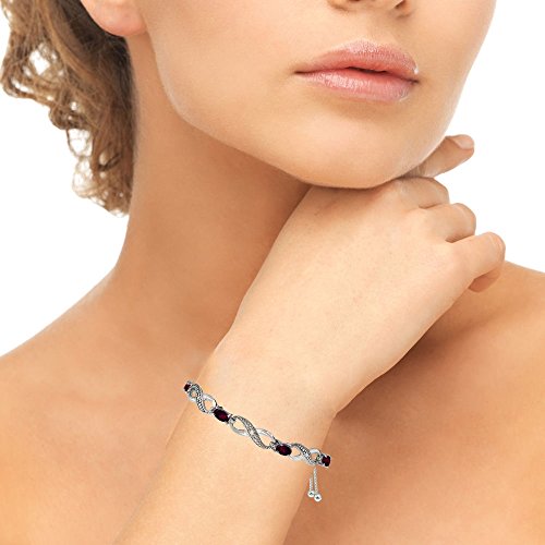 B. Brilliant Sterling Silver Synthetic Ruby Figure 8 Infinity Bolo Adjustable Bracelet For Women Girls #TOP1