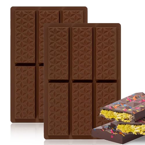 Pack of 2 Chocolate Moulds Silicone Deep, Chocolate Mould Dubai Chocolate, Reusable Chocolate Mould, Non-Stick Coating Chocolate Mould Chocolate for Chocolate Praline Baking Moulds