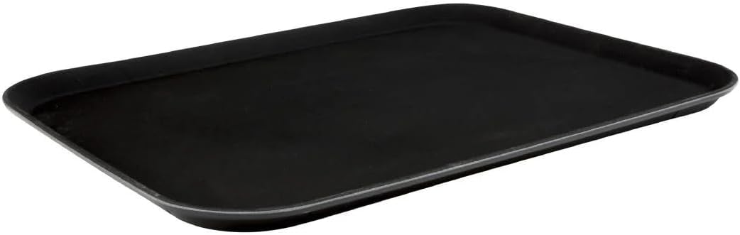 Beaumont Plastic Rectangular Non-Slip Tray Black 381x508mm - Drinks, Food Tray, Easy to Clean, Durable, Dishwasher Safe, Ideal for Events, Catering, Bars