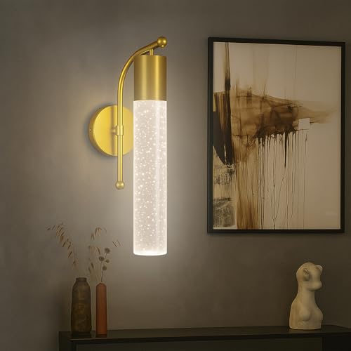 Image of Lampmaster Aurora Modern Decorative Crystal Bubble Wall Lamp | Gold LED Sconce with 3 Color Modes | Home Interior Light for Living Room, Bedroom, Mandir, Balcony, Hallway | Indoor | Pack of 2