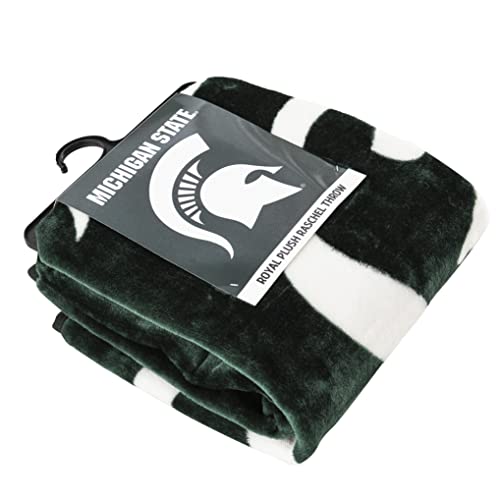 Couverture Michigan State Spartans Plaid Raschel Vert Lit Canapé Chambre NCAA