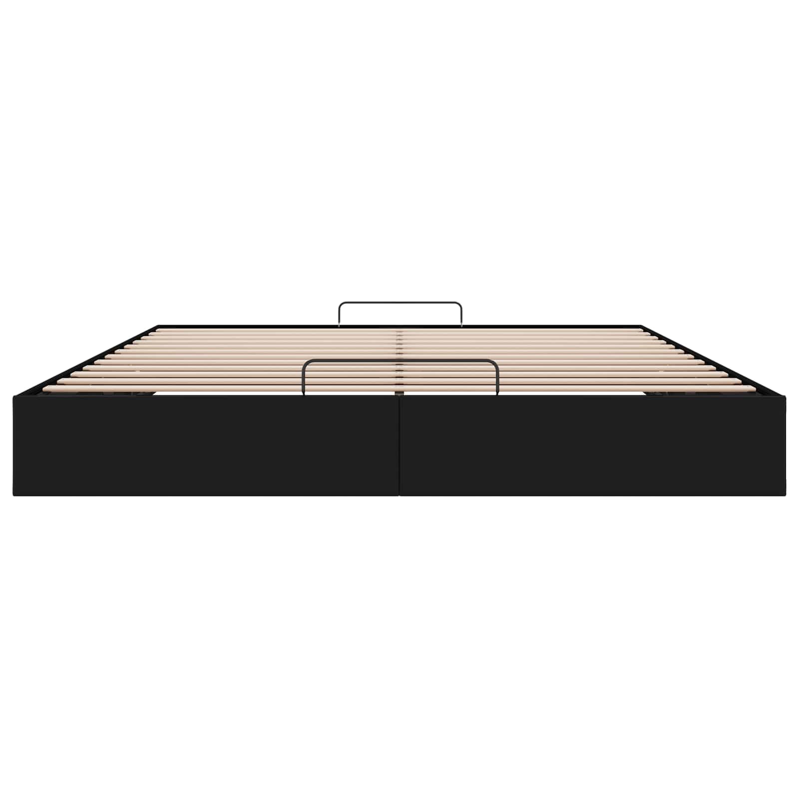 Cadre de lit Ottoman Noir en Simili Cuir King Size 203 x 193 cm avec Rangement spacieux sous sommier, Structure métal et Bois d’ingénierie