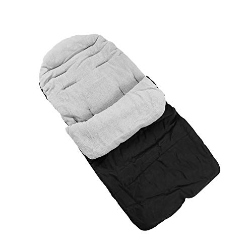 Saco de dormir universal para cochecito de bebé, cómodo y cálido, impermeable, resistente al viento, a prueba de frío, saco de dormir desmontable para bebé, cojín de algodón para asiento (gris)