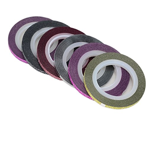Syaya Lot de 6 couleurs mélangées Nail Art ruban DENTELLE Line Bandes Striping Décoration pour vernis gel Nail Art Autocollant Autocollant outils Cover