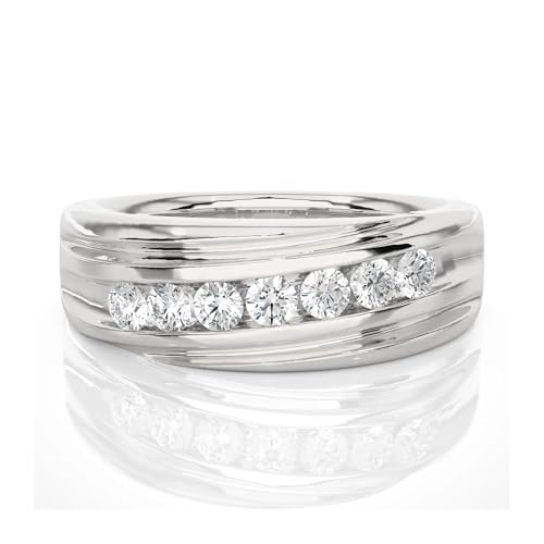 10K 14K 18K Gold Men's Moissanite Wedding Band D Color Moissanite Anniversary Wedding Rings Half Eternity Band for Men Size 4-15