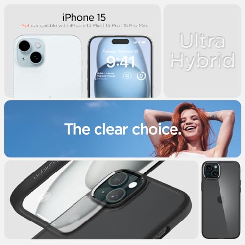 Image of Spigen for iPhone 15 Case, Ultra Hybrid [No Magnet Ring][Anti-Yellowing] - Matte Black