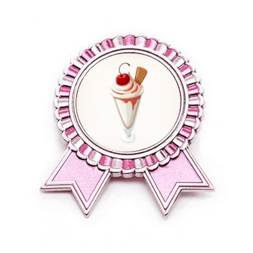 Broche en forme de tasse cerise rose en métal idée cadeau taille M